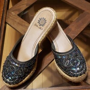 Black Sequined Mules 'Kina'